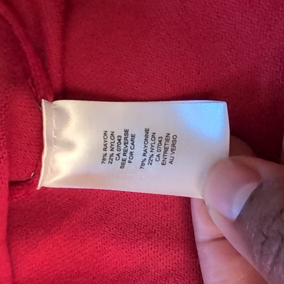 TAHARI| Cardinal Red Long Sleeve Crew Neck Sweater With Slit Rayon Blend - Picture 11 of 12